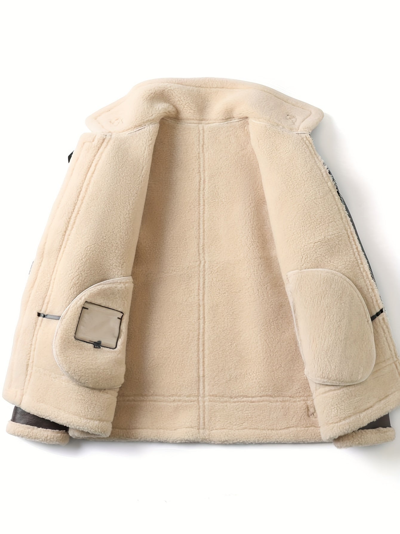 Men's Casual Jacket with Fleece Lining - Brown Bomber Style