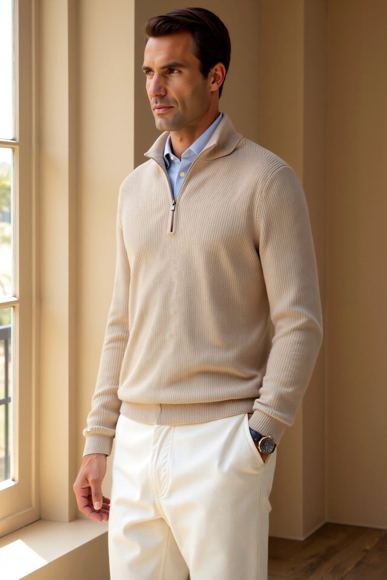 Averyton Classic Knitted Wool Zip Sweater