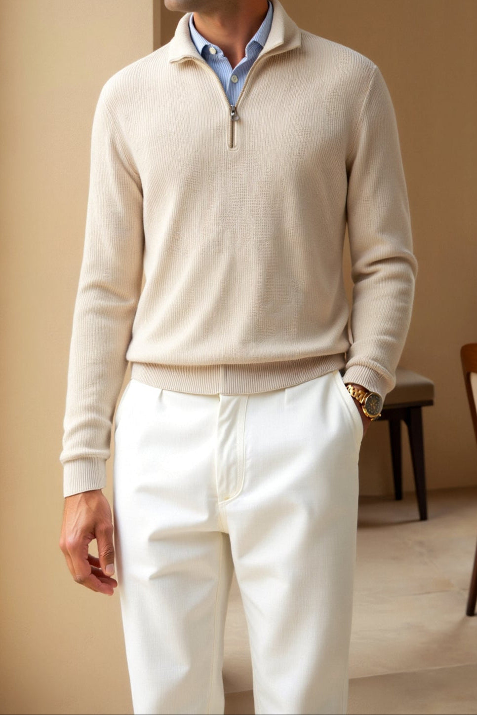 Averyton Classic Knitted Wool Zip Sweater
