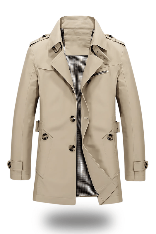 Heritage Elegance Trench Coat with Folded Collar