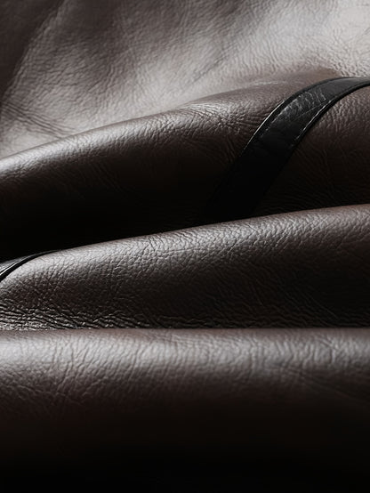 Men's Casual Jacket with Fleece Lining - Brown Bomber Style