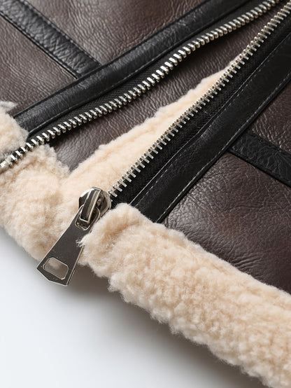 Men's Casual Jacket with Fleece Lining - Brown Bomber Style