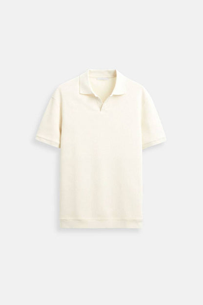 The Harrington Estate Wool Polo T-shirt with Texture