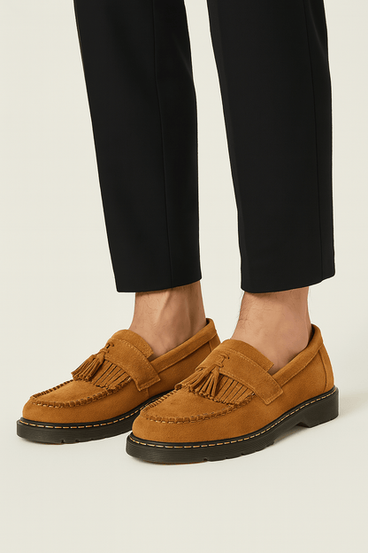 Heritage Elegance Suede Loafer with Tassels
