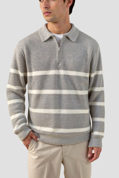Avery & Co Striped Wool Blend Zip Sweater