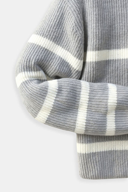 Avery & Co Striped Wool Blend Zip Sweater